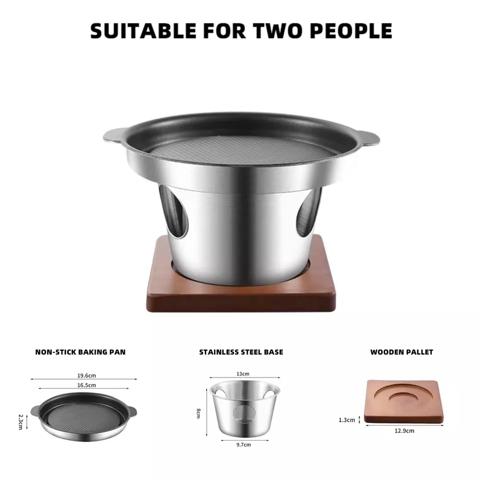 Japanese Style Outdoor Camping Alcohol Stove Yakiniku Stainless Steel Non-stick BBQ Grill Smokeless Mini Portable Barbecue...