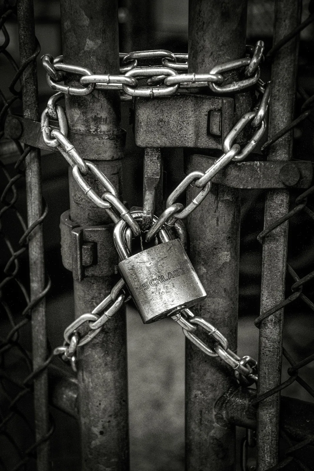 Weatherproof padlock on a gate