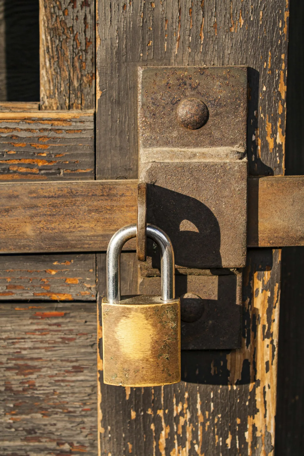 Padlock on a trailer door latch